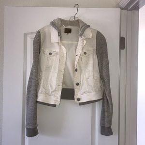 White Denim Jacket with Grey Sleeves